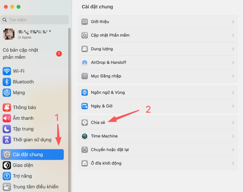 Đổi tên người dùng hiển thị trên mạng cục bộ của MacBook M2